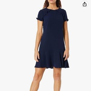 Amazon navy work dress with ruffles